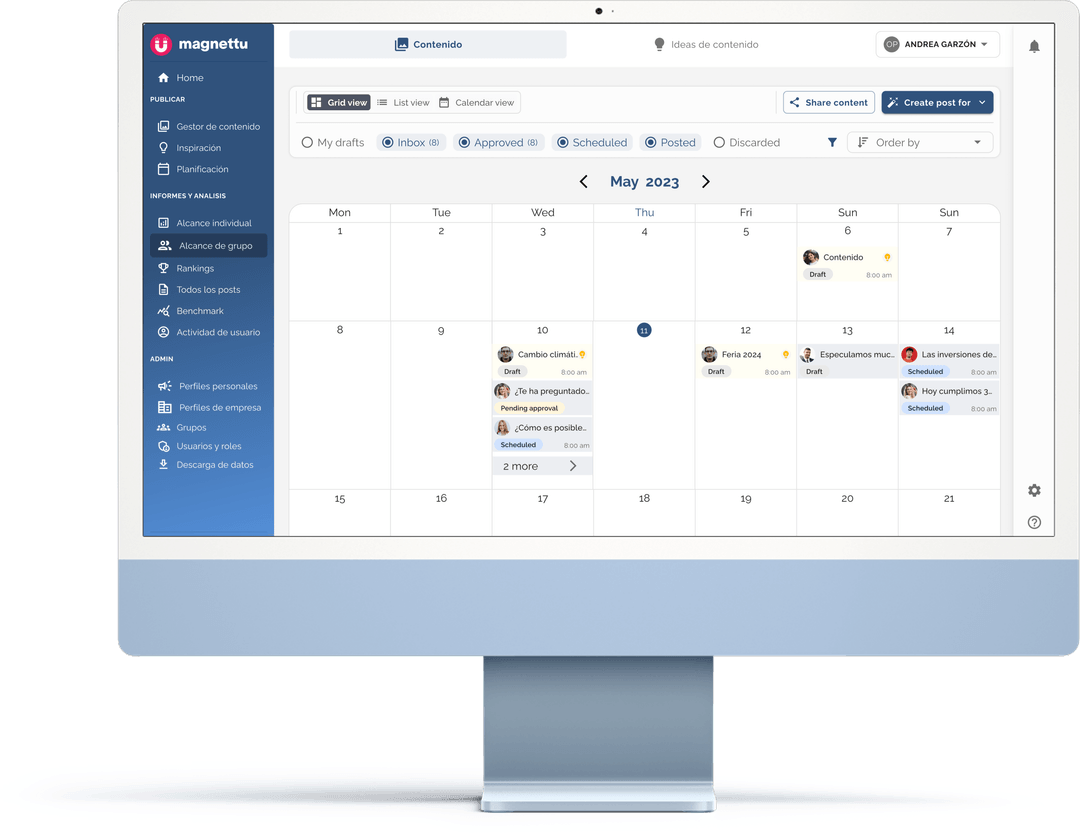Magnettu’s content calendar